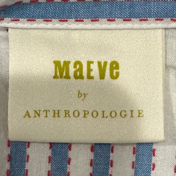 Maeve By Anthropologie The Zooey Bubble-Sleeve Blouse Button Down Striped XL - Picture 11 of 13